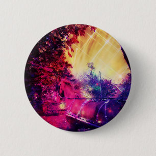 Amish Horse and Buggy Trippy Colourful Digital Art 6 Cm Round Badge