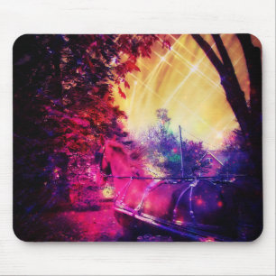Amish Horse and Buggy Trippy Colourful Digital Art Mouse Pad