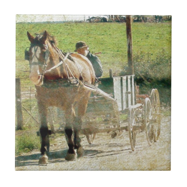Amish Horse and Cart Tile (Front)