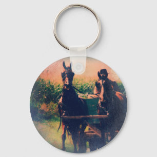 Amish Horse Team Key Ring