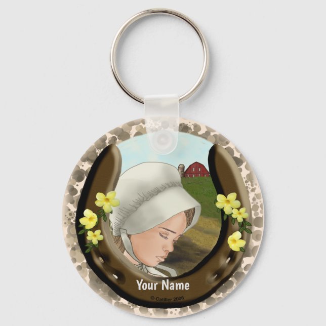 Amish Horseshoe Girl  Key Ring (Front)