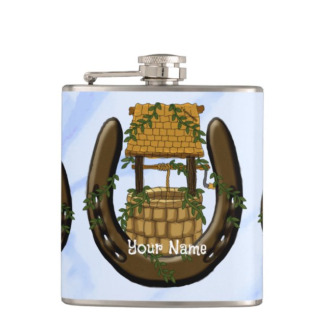Amish Horseshoe Wishing Well flask (Front)