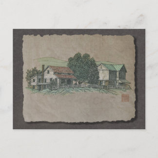 Amish House & Barn Postcard