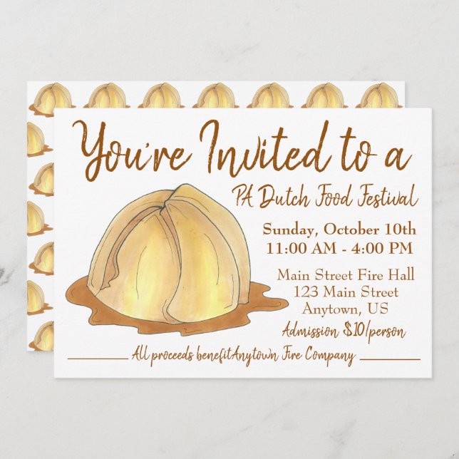 Amish Pennsylvania PA Dutch Food Festival Dumpling Invitation (Front/Back)