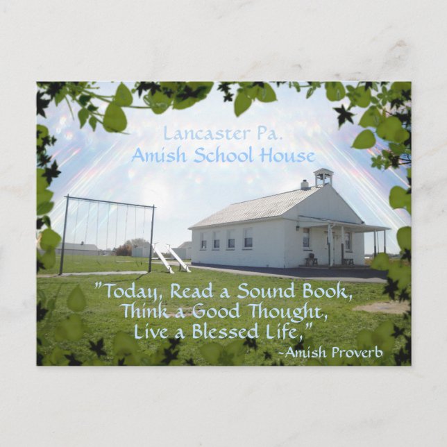 Amish  Postcard,School House. ADD YOUR TEXT Postcard (Front)