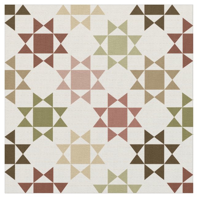 Amish Quilt Print Neutral Colours Patterned Fabric (Close Up)