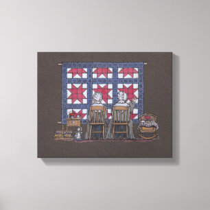 Amish Women Quilting Canvas Print