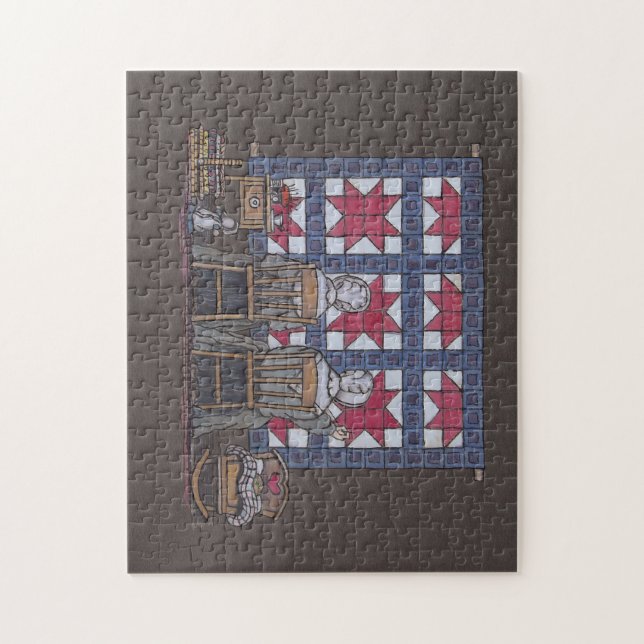 Amish Women Quilting Jigsaw Puzzle (Vertical)