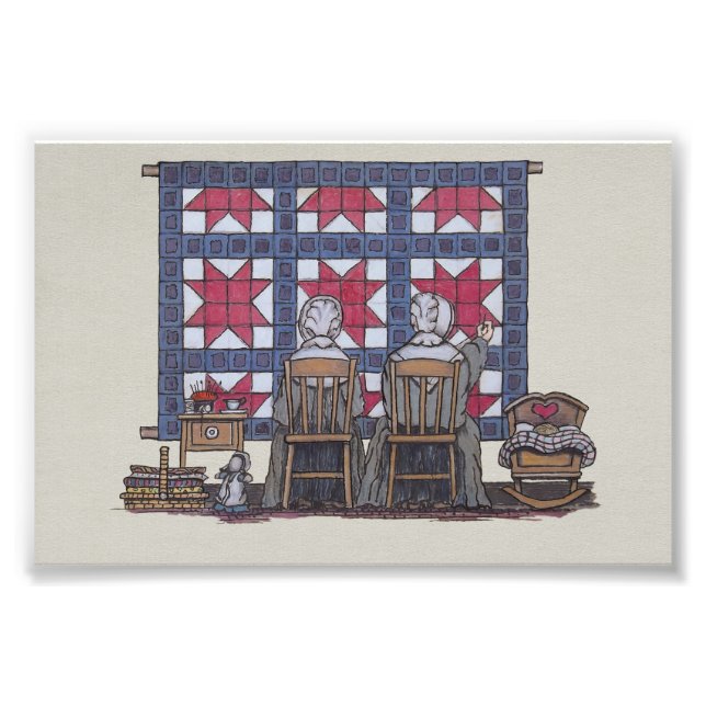 Amish Women Quilting Photo Print (Front)