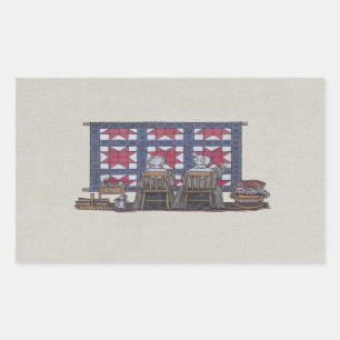 Amish Women Quilting Rectangular Sticker