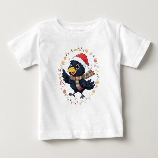 AMITA | Cheerful Crow - Holiday Lights Baby T-Shirt (Front)