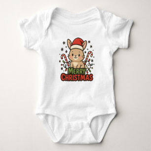 AMITA   Cute Bunny Merry Christmas Baby Bodysuit