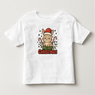 AMITA   Cute Bunny Merry Christmas Toddler T-Shirt