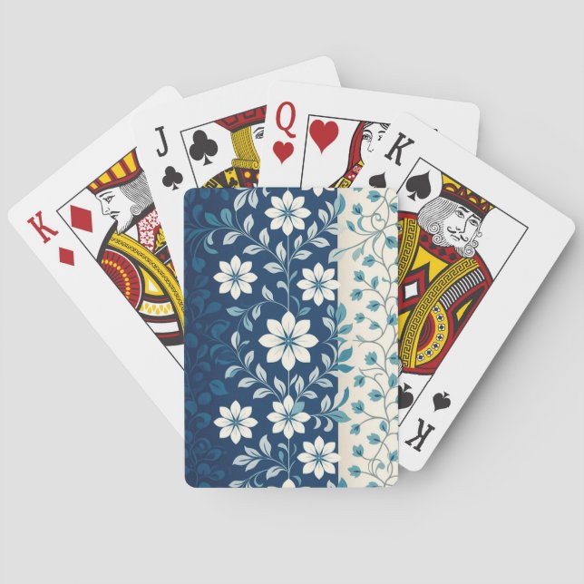 AMITA | Infinite Bloom | Blue Floral Harmony  Playing Cards (Back)