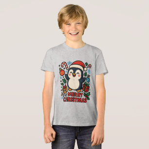 AMITA   Merry Christmas Penguin Tri-Blend Shirt