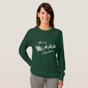 Amita - Santa Sleigh Christmas Design T-Shirt