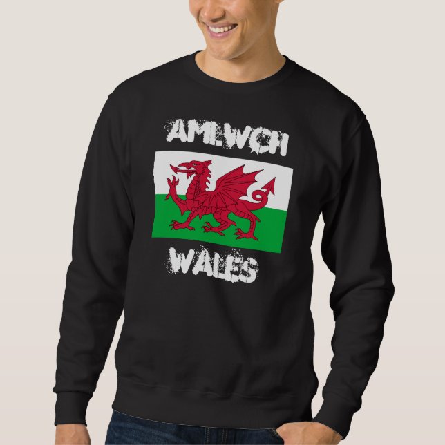 Amlwch, Wales with Welsh flag Sweatshirt (Front)
