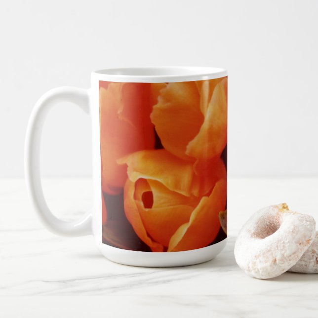 Amma ~ An Array of Orange Tulips Coffee Mug (With Donut)