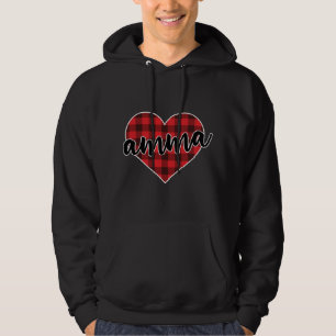 Amma Buffalo Plaid Heart Cosy Christmas Winter Pat Hoodie