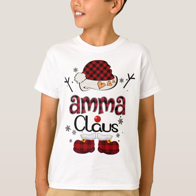 Amma Claus Red Plaid - Grandma Gift T-Shirt (Front)