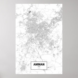 Amman, Jordan (black on white) Poster