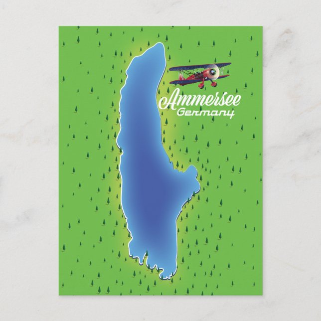 Ammersee Germany lake map Postcard (Front)