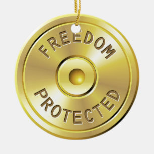 Ammo cartridge from a fired bullet, freedom ceramic tree decoration