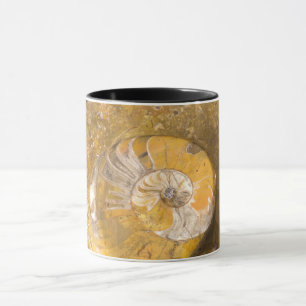 Ammonite and Other Fossils in Rock Mug