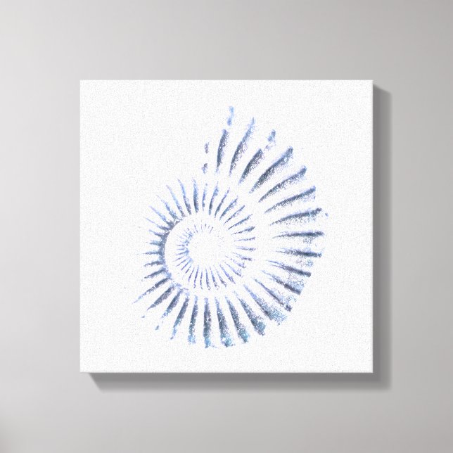Ammonite blue on white Stretched Canvas Print (Front)
