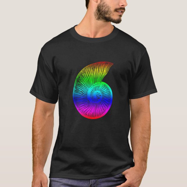 Ammonite Colourful Rainbow Fossil T-Shirt (Front)