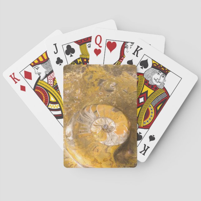 Ammonite Fossil in Rock Nature Photography Playing Cards (Back)