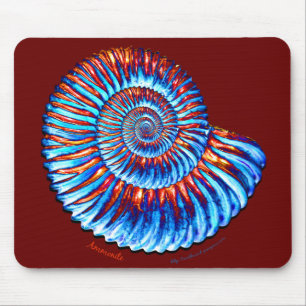 Ammonite fossil mouse pad