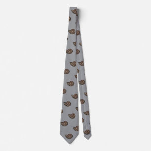 Ammonite Fossil Photo Tiled On Grey Neck Tie
