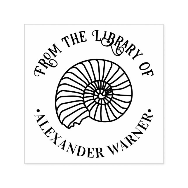 Ammonite Fossil Shell Seashore Beach Library Book Self-inking Stamp (Design)