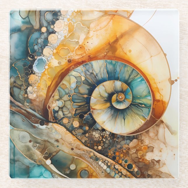 Ammonite Gem Fossil Coaster (Front)