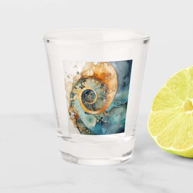 Ammonite Gem Fossil Shot Glass (Front)