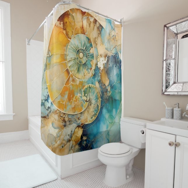 Ammonite Gem Fossil Shower Curtain (In Situ)
