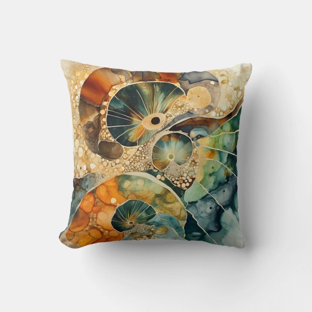 Ammonite Gem Fossil Throw Pillow (Front)
