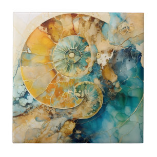 Ammonite Gem Fossil Tile