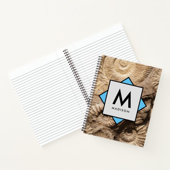 Ammonite Sea Shells with Your Name and Monogram on Notebook (Inside)