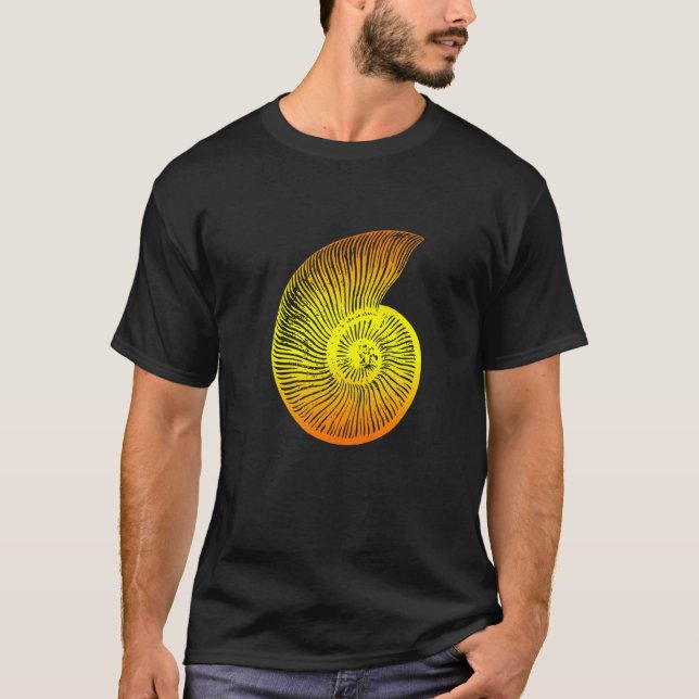 Ammonite Yellow Orange Fossil T-Shirt (Front)