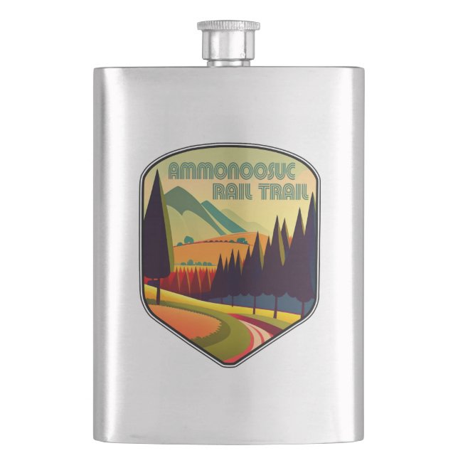 Ammonoosuc Rail Trail New Hampshire Colours Hip Flask (Front)