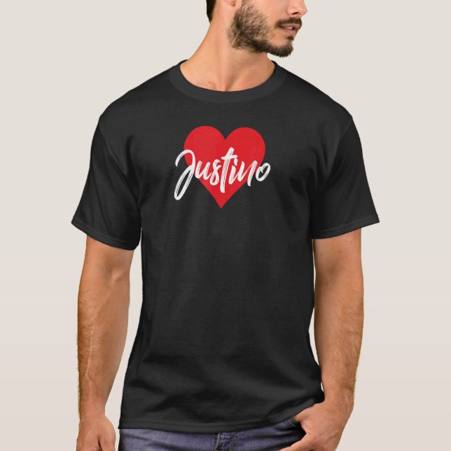 Amo A Justino Primer Nombre Yo Corazón T-Shirt (Front)