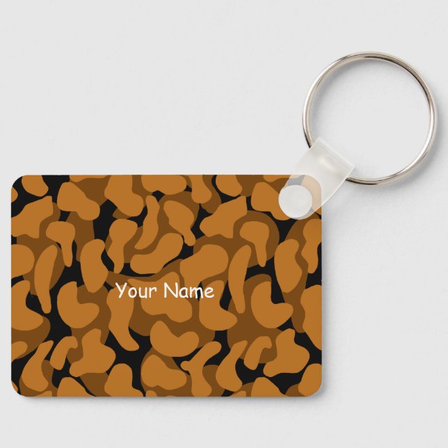 Amoeba Modern Organic Shapes Abstract Orange Key Ring (Front)