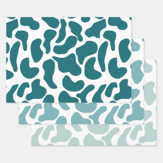 Amoeba Modern Organic Shapes Circle Blue Turquoise Wrapping Paper Sheet