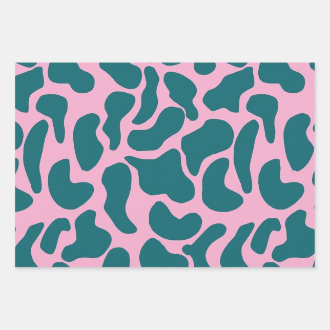 Amoeba Modern Organic Shapes Circle Blue Turquoise Wrapping Paper Sheet (Front)