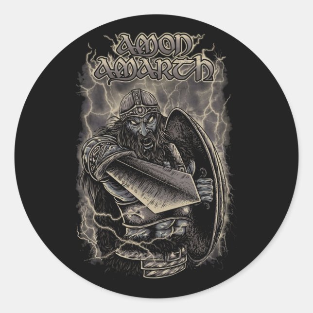 Amon Amarth Retro Fan Design Classic Round Sticker (Front)