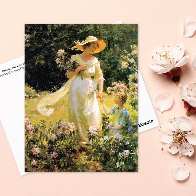 Among Laurel Blossoms Charles Courtney Curran Postcard (Creator Uploaded)