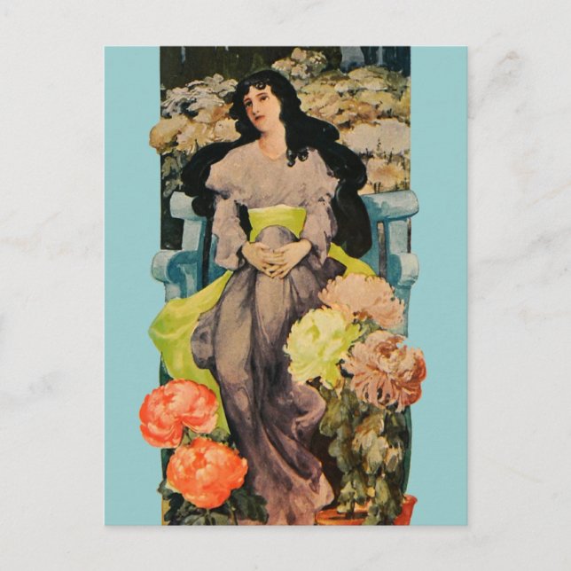 Among the Chrysanthemums Postcard (Front)