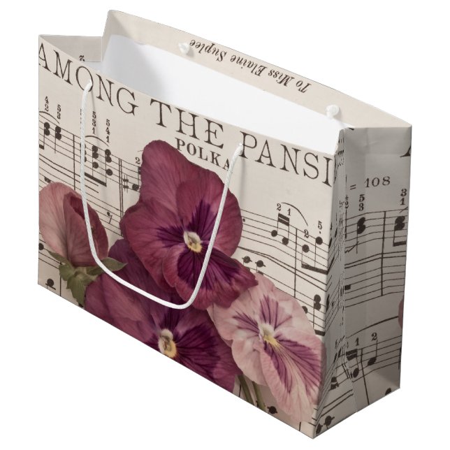 Among The Pansies Large Gift Bag (Front Angled)